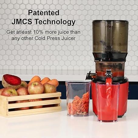 Cold Press Juicer, 5.3 Inch Large Feed Opening, Slow Masticator Chute, For Whole Vegetables and Fruits, High Yield, Easy to Clean Springtok Steel