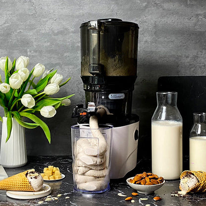 Cold Press Juicer, 5.3 Inch Large Feed Opening, Slow Masticator Chute, For Whole Vegetables and Fruits, High Yield, Easy to Clean Springtok Steel