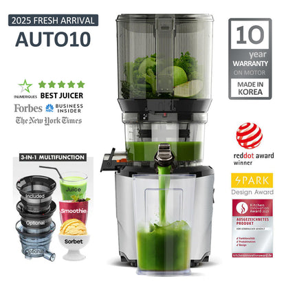 Cold Press Juicer, 5.3 Inch Large Feed Opening, Slow Masticator Chute, For Whole Vegetables and Fruits, High Yield, Easy to Clean Springtok Steel